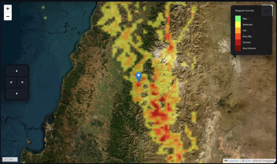 Mapa FWI riesgo incendio